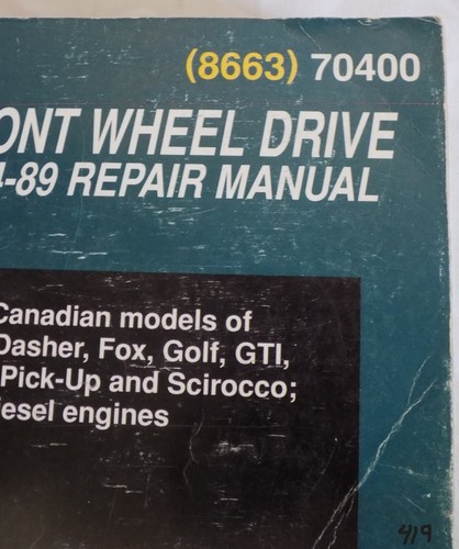 Chilton's VW Front Wheel Drive 1974-89 Repair Manual #(8663) 70400 - Picture 4 of 8