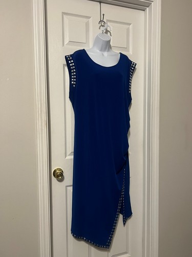 HAANI WOMAN PLUS SIZE EMBELLISHED ROYAL BLUE DRESS SZ 3X - Picture 2 of 9