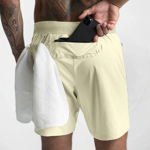 Herren Laufshorts Einlagig Gewebt Schnelltrocknend Gym Einfarbig Fitness 2024 - Bild 7 von 19
