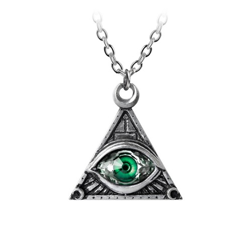 All Seeing Eye Necklace / Crystal Pewter Pendant by Alchemy Gothic 1977