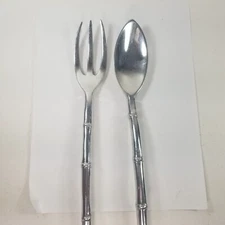 Cane Bamboo Serving Salad Spoon and Fork 13"