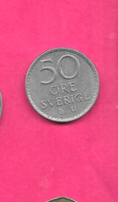 SWEDEN SWEDISH KM837 1970 XF-SUPER FINE CIRCULATED OLD VINTAGE 50 ORE  COIN