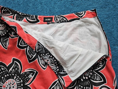 Hobbs Red Passion Flowers 100% LEINEN Flachs A-Linie MIDIROCK UK 12 M leicht - Bild 6 von 13