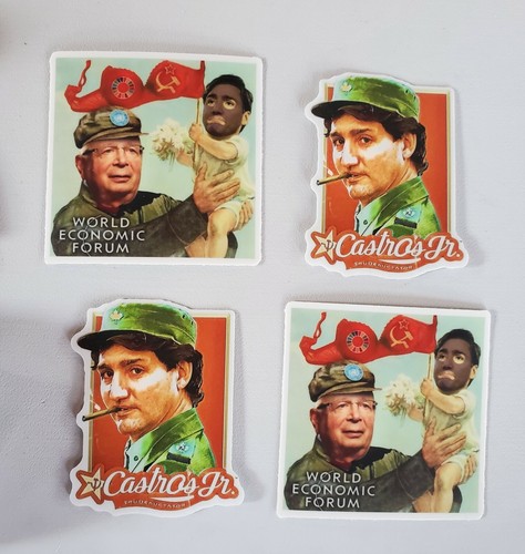 Carl's Jr. Vintage looking STICKERS 3 PACK Fidel Castro 🇨🇺 Justin Trudeau 🇨🇦 - Picture 4 of 11