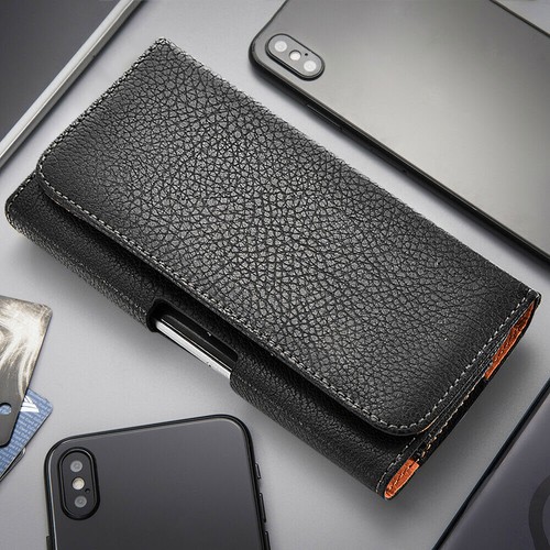 Horizontal Leather Cell Phone Pouch Wallet Case Holder Belt Clip Holster Cover - Picture 3 of 42