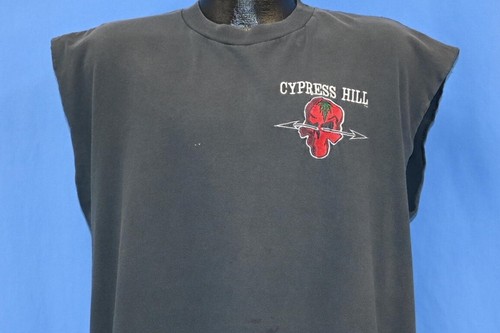 vtg 90s CYPRESS HILL OG SKULL EMBROIDERED HIP HOP CUT OFF SLEEVELESS t-shirt XL