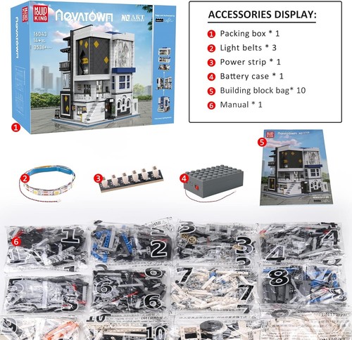 Modular Art Gallery Street Veiw Building Set W/ Light kit 3536+pc Brick Toys Nip - Picture 6 of 10