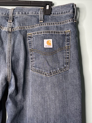 Carhartt Jeans 38x32 Men's Relaxed Fit Mid Rise Blue Dark Wash 101483-968 - Picture 4 of 9