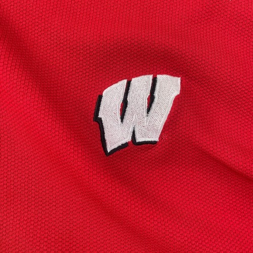 Wisconsin Badgers Polo Shirt Mens 2XL Red Adidas Climacool Short Sleeve - Picture 4 of 13