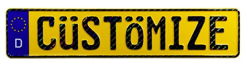 Custom Yellow European German License Plate with VALID Hologram  - Picture 1 of 15