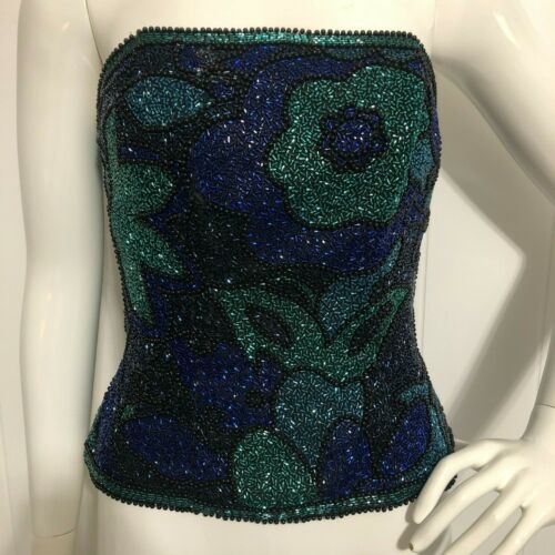 Blacktie Oleg Cassini Vintage Floral Beaded Strapl