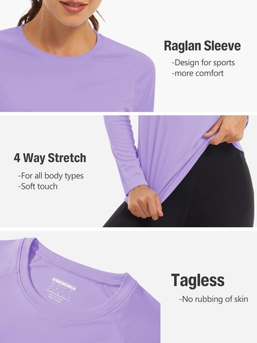 Women's Rash Guard Shirt Long Sleeve UPF 50+ Sun Protection Sport Workout Shirts - Picture 76 of 98
