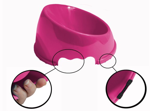 Cat Food Bowl Feeding Flat-Faced Cats Persian British Adult Large Slanted Pink - Picture 4 of 5