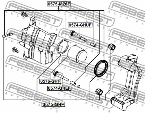 REPAIR KIT, BRAKE CALIPER FOR MAZDA FEBEST 0575-GHF FITS FRONT AXLE - Picture 3 of 8