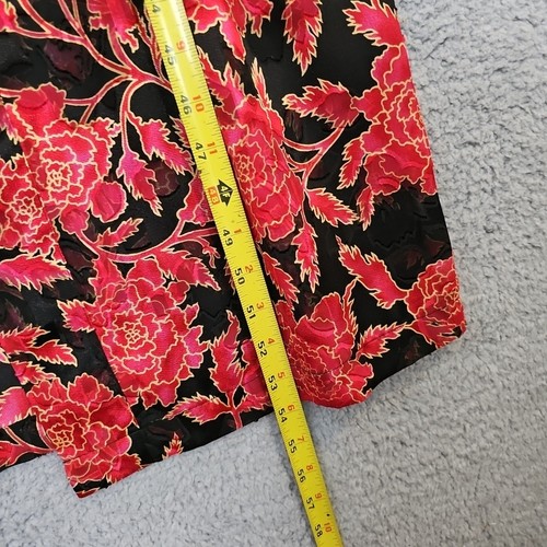 Vintage Victorias Secret Robe P/S Semi Sheer Floral Red & Black Long Gold Label - Picture 9 of 12