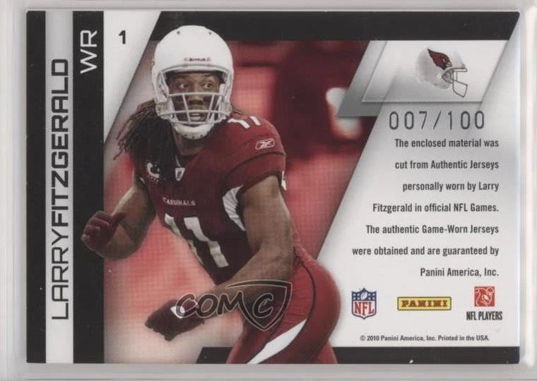 2010 Panini Gridiron Gear Gamebreakers Materials /100 Larry Fitzgerald #1 - Image 2 of 2