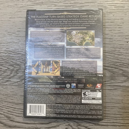 Sid Meier's Civilization V (PC Game DVD-ROM, 2010) NEW SEALED - Picture 2 of 4