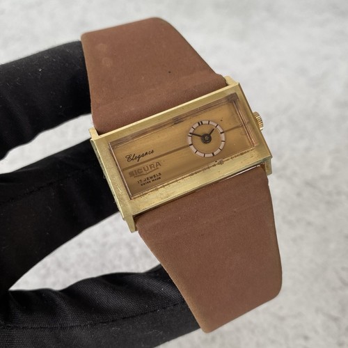 Orologio Vintage Sicura Elegance Carica Manuale Placcato Oro Svizzero 17J - Funziona Lento - Foto 5 di 24