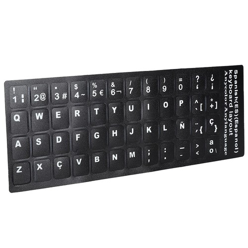 Tastaturaufkleber Spanisch Wasserdicht Schwarzer Hintergrund Für 10In Bis 1 KUI - Afbeelding 18 van 24