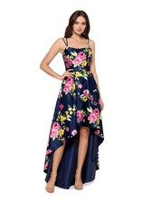 XSCAPE Womens Navy Ball Gown Spaghetti Strap Full-Length Hi-Lo Dress 6