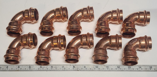 (Lot of 10) Copper Press Elbow  1" x 1", 90° Degree