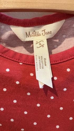 Matilda Jane Sz 4 HEART TO HEART Red Dot Pearl Dress Brilliant Daydream - Picture 5 of 5