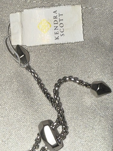 Neu mit Etikett Kendra Scott Stan Rhodium Slide verstellbares Kettenarmband in Schiefer Katzenauge - Bild 7 von 8