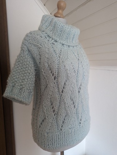 HANDMADE UNIKAT PULLOVER MIT ROLLKRAGEN SELBSTGESTRICKT  KUSCHELIG GR. 40/42 NEU - Bild 3 von 4