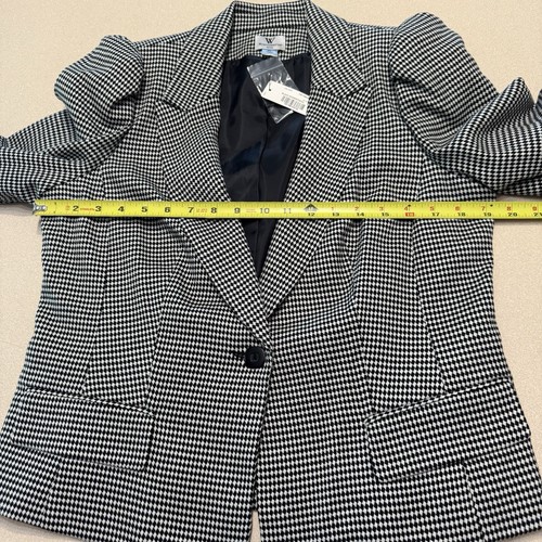 NWT Worthington Women’s Petite Lg Black and White Houndstooth Blazer Jacket - Picture 12 of 17