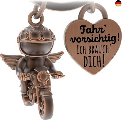 LANOLU Motorrad Schlüsselanhänger Engel, Biker fahr vorsichtig, Motorrad G