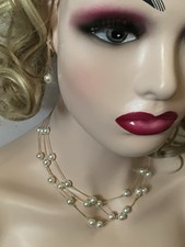 Handmade Pearl Necklace and Earring Set  Bracelet