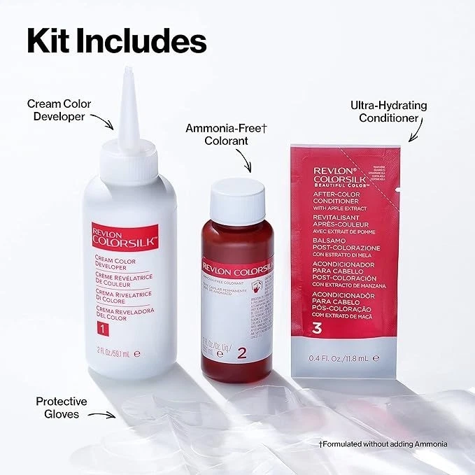 Paquete de 4 colores de cabello permanentes REVLON ColorSilk, sin amoníaco de larga duración Foto 2 de 3