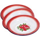3pcs Retro Round Dishes Enamel Food Serving Dishes Enamel Plates for Home