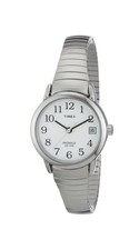 Timex Women s T2H371, 25mm Easy Reader Sliver Indiglo w/ Expansion Band NEW