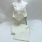 Fashion Nova After Party Faux Leather 2 Piece Pants Set White Extra Small
