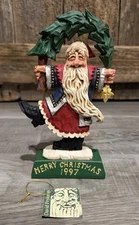 Vintage David Frykman 1997 Oh The Joy Resin Santa Claus & Tree  8” DF 2000-97