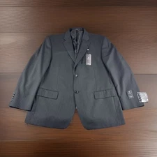 Haggar Suit Up System Blazer Mens 44S Black Striped Dress Coat Sport Jacket NEW