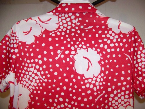 DAMEN VINTAGE (90er) ROTES BLUMENDRUCK TOP von LIND CLARE (GRÖSSE SMALL) - Bild 4 von 4