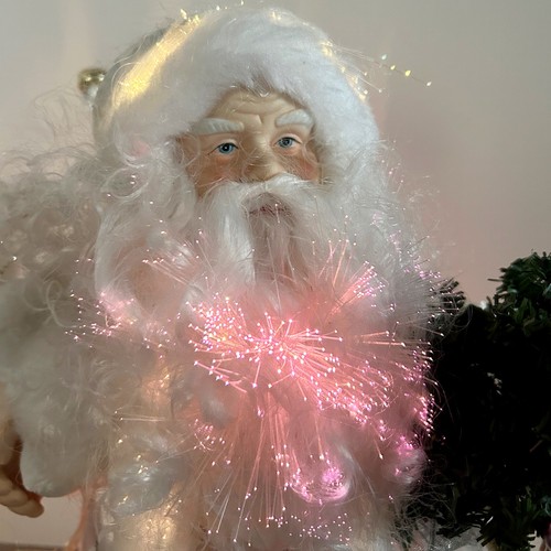 Vintage Glasfaser weiß und gold Weihnachtsmann/Weihnachtsmann Baumspitze EUC - Bild 4 von 10