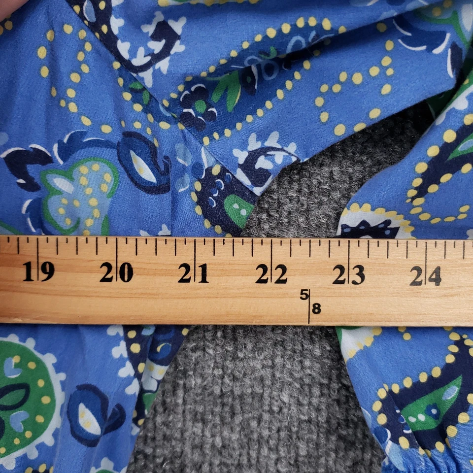 Vestido Croft & Barrow Mujer L Grande Azul Paisley Calce y Acampanado Midi Manga 3/4 Foto 3 de 4