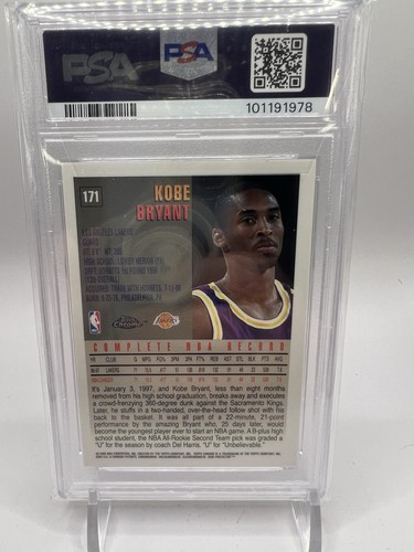 1997 Topps Chrome Kobe Bryant #171 Graded PSA 8 NM-MT - Mamba Forever LA Lakers - Bild 5 von 5