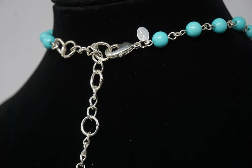 Gargantilla de goteo de cristal con cuentas azul turquesa de Chico's babero cascada 19"" Foto 3 de 4