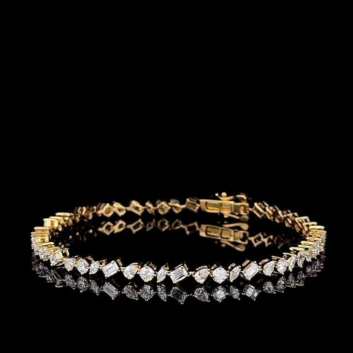 4.00 TCW Lab Grown Diamond Tennis Bracelet Mixed Shape 14KT Yellow Gold - Video 1 of 1