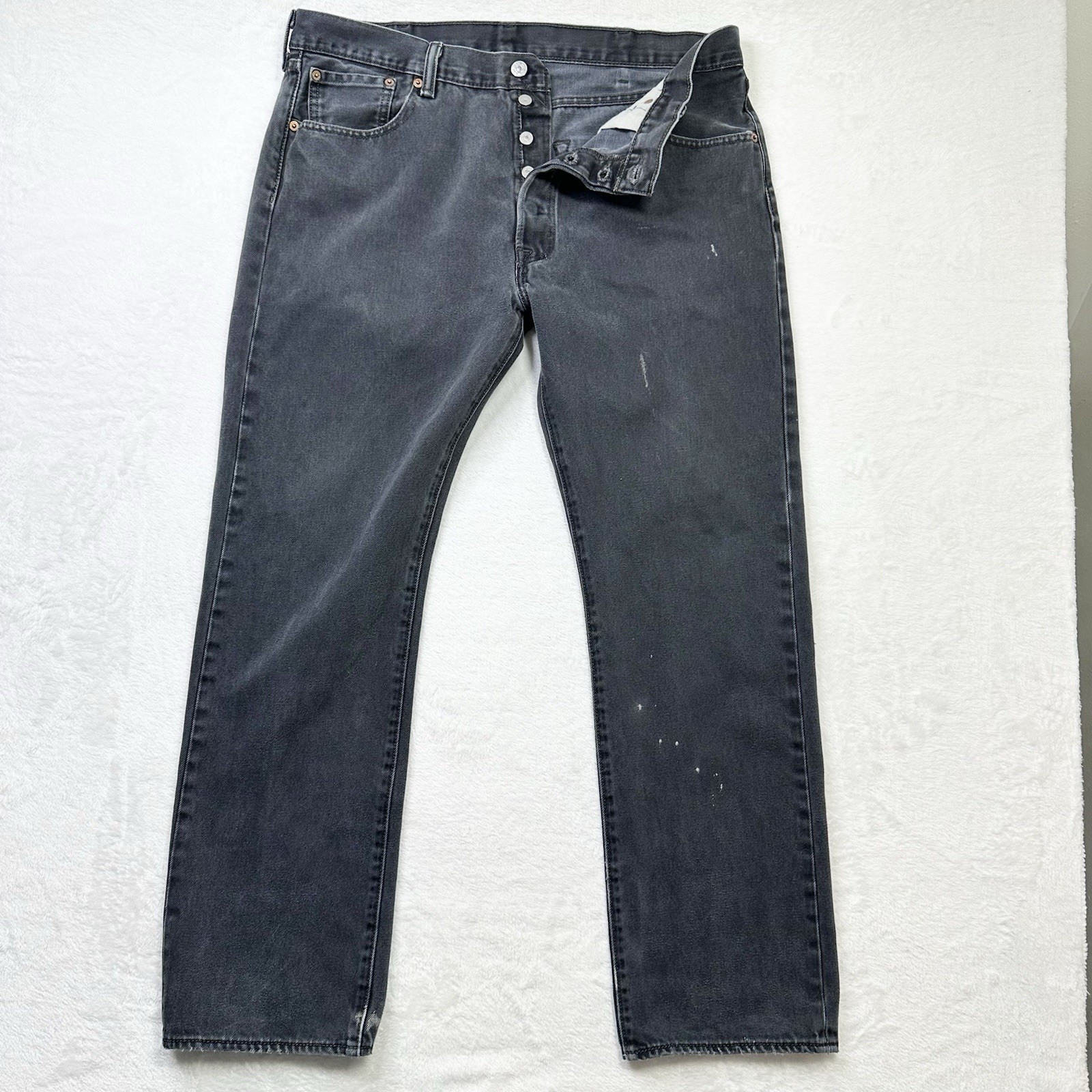 Levis 501 Mens 38x32 Black Gray Fade Original Fit 36x30 Mexico Made-image