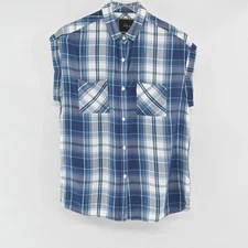 RAILS  Womens Britt Top Size S Blue White Tartan Plaid Western Sleeveless Button
