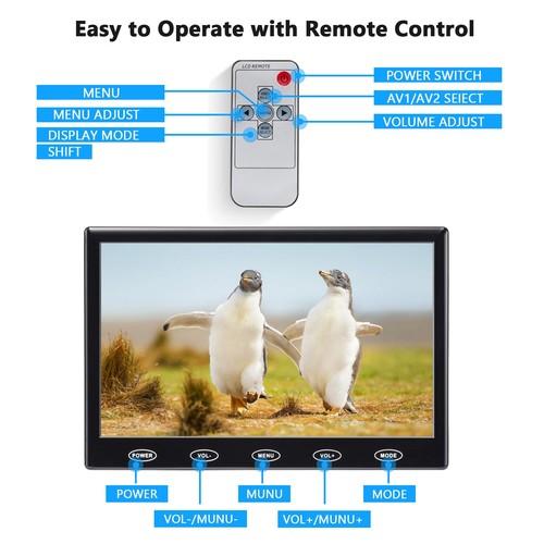 HD CCTV Praktisch Monitor Display Auto Video Bildschirm AV/VGA/HDMI Touch-Tasten - Bild 10 von 15
