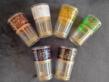 Vintage Moroccan Tea Glasses Set of 6 Assorted Colors Unbranded. New in Box