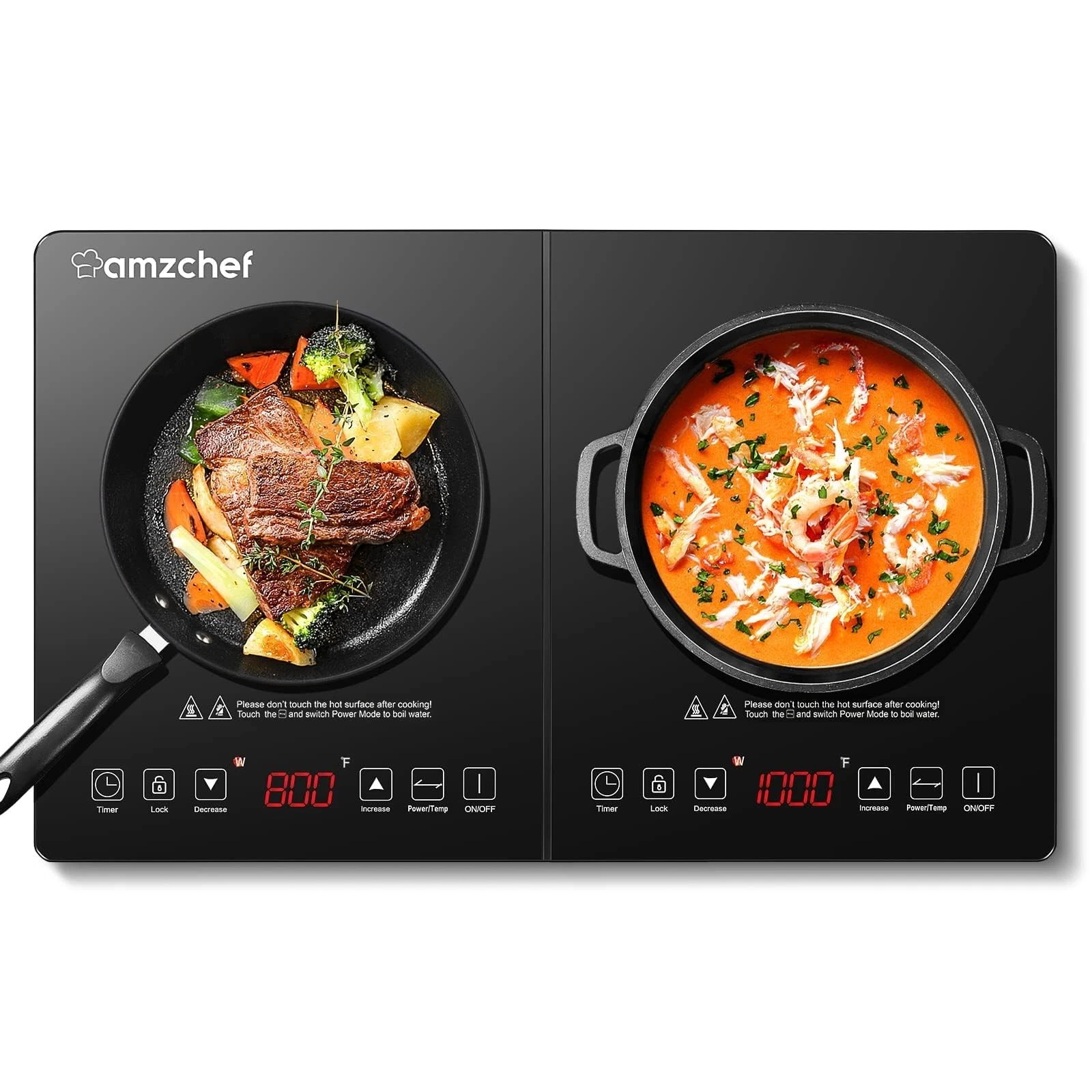 Double Induction Cooktop 2 Burners 1800W Sensor Touch Silver FYM18-S16-12 Cooker