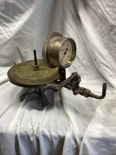 Antique Laboratory Brass Scientific Vacuum Plate With Gauge Untested