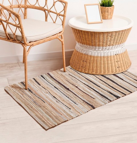 Alfombra Alfombras Algodón Lino 2x3 Pies Multicolor Chindi para Salón Dormitorio con... - Imagen 7 de 9